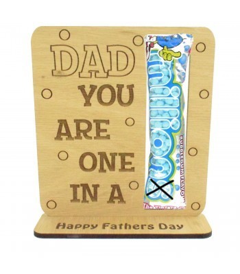 Laser Cut Oak Veneer 'Dad You Are One In A Million' Sweets Holder On Stand